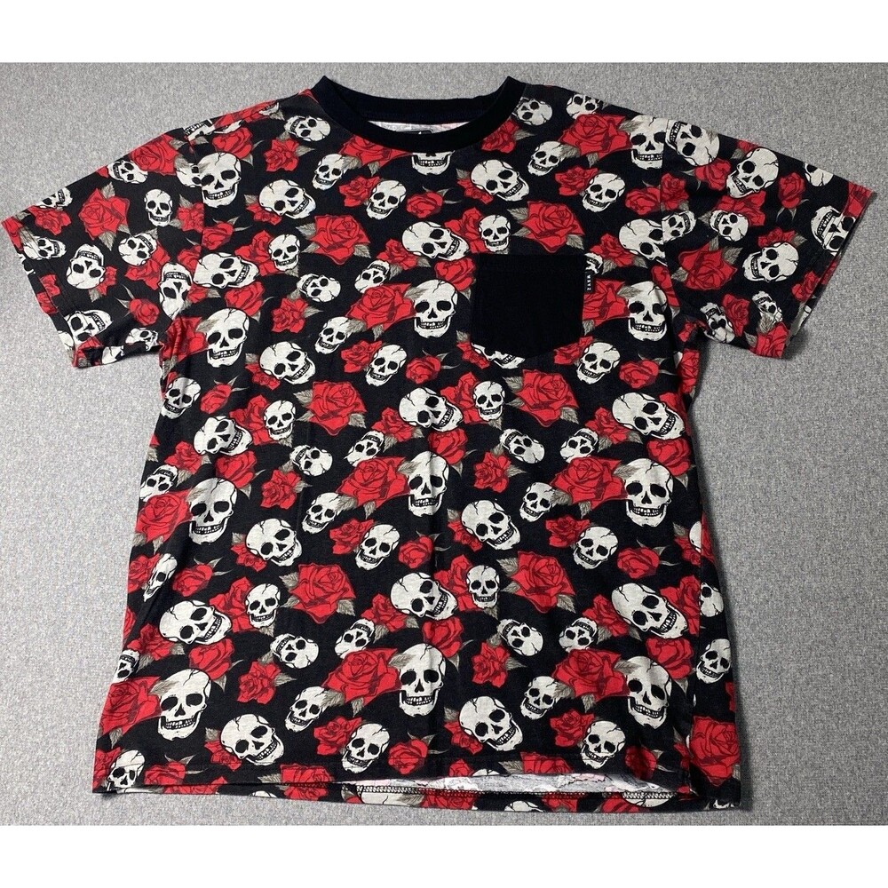 WXYZ Men's Skull and Roses T Shirt Large